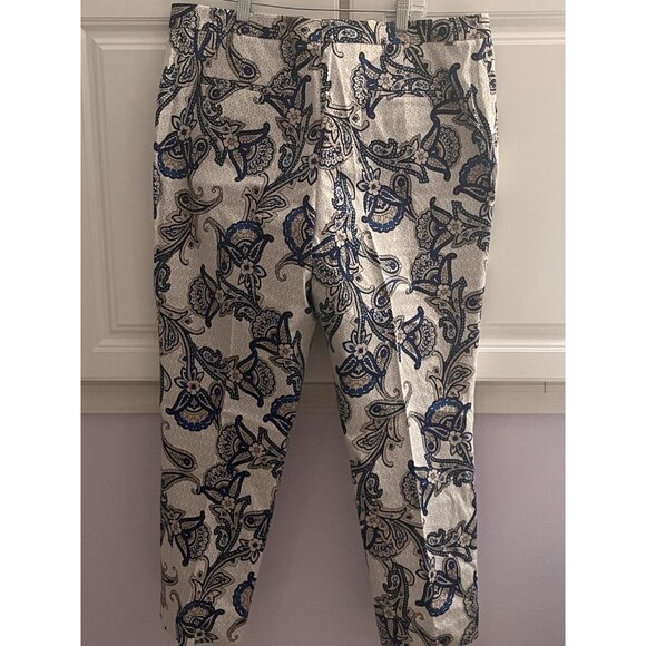 Tommy Hilfiger Women’s White Blue Paisley Cotton Pants Size 4 Straight Leg - Picture 3 of 3